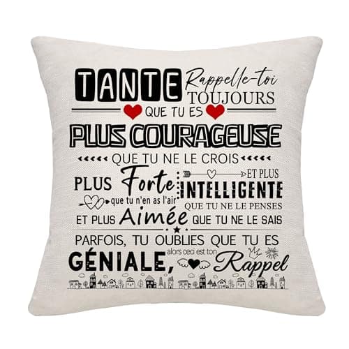 Bommex Cadeau d'inspiration pour Tante Rappelle-toi Toujours Que Tu ES Plus Courageuse Housse de Coussin pour Tante Cadeau d'anniversaire Cadeau de fête des mères Cadeau de Noël (Tante)