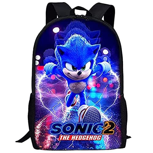 BESTZY Sonic Sacs à Dos pour Enfant, Sonic Hedgehog Sacs Dos Imprimé 3D Cartable Scolaire Garçon Kids Backpacks Animé Sac Accessoire De Mode, Sac À Dos pour Garçons et Filles