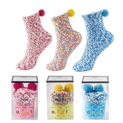 JARSEEN 3 Coffret Cadeau Noel Chaussettes Femme Super Confortables Chaud Douces Mignon Noël (Rose, Jaune, Bleu, EU 36-42)