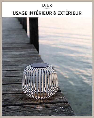 LUUK LIFESTYLE Luminaire LED d'extérieur design à énergie solaire, lampe d'ambiance, luminosité progressive, recharge rapide, 72h, Blanc