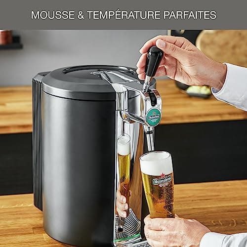 Krups Beertender Machine bière pression, Fûts de 5 L, Marques du groupe Heineken, Témoin lumineux, Température et mousse parfaites, Bière fraîche, Installation facile, Compact noire VB450E10