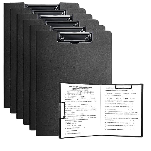 Porte-Blocs A4 Pliables, Lot de 6 Porte Blocs d'écriture à Rabat Porte Document Pour Bureau, École, Travail - Noir