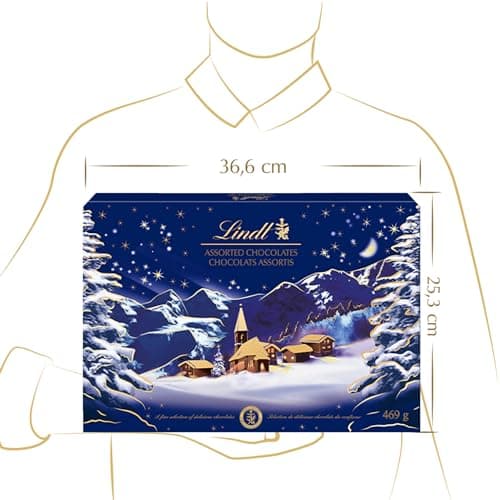 Lindt - Boîte PAYSAGE DE NOËL Assorti - Assortiment de Chocolats au Lait, Noirs et Blancs - Idéal pour Noël, 469g