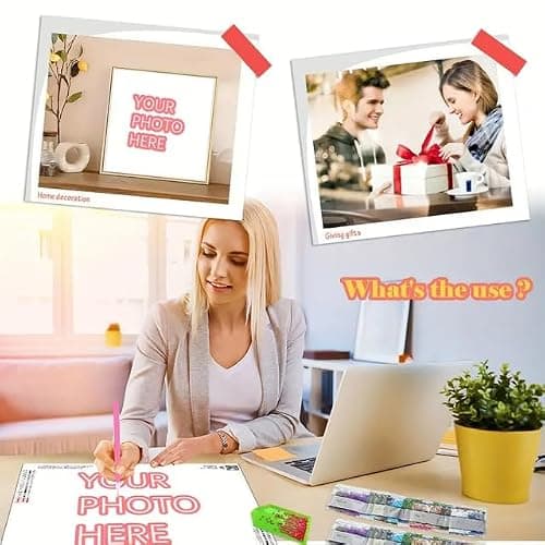 JIOJOG Diamond Painting Personnalisé Photo,Peinture Diamant Personnalisé Kit,Custom 5D Diamant Peinture,Broderie Diamant Personnalisé,Full Drill Painting Diamant Personnalisé Mur Décor