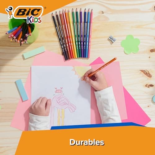 BIC Kids Ecriture Evolution ECOlutions Crayons de Couleur Eco-responsables - Couleurs Assorties, Etui Carton de 24