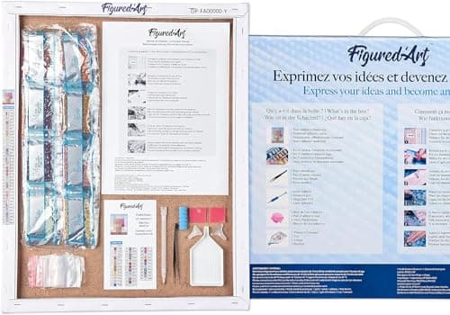 Figured’Art Diamond Painting Broderie Diamant 40x50cm Avec Cadre Toile Tendue Strass Perles Carrés - Vague et coucher de soleil - Kit Complet 5D DIY Activité Manuelle Loisirs Créatifs Adultes