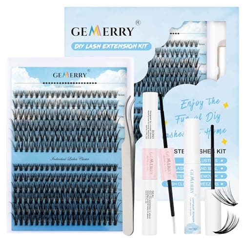 Kit Extension Cils Maison Faux Cils Individuel 240PCS, Bouquet D Curl 8-16mm avec Bond and Seal Applicateur Pince Crème Dissolvant de Colle DIY Gemerry Cils(30+40D-D)