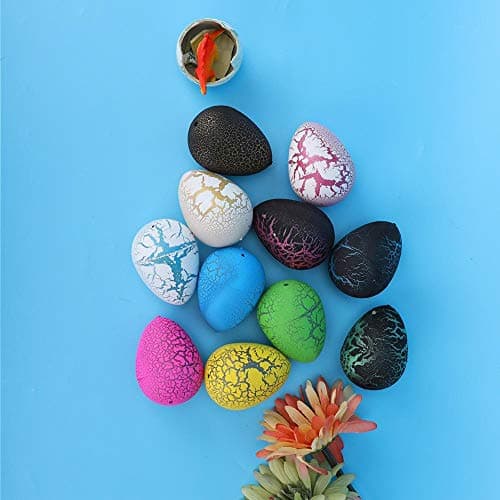 12 pcs oeuf de dinosaure éclosant jouet, oeuf de dinosaure fissuré coloré jouet gonflé oeufs de Pâques jouet éducatif cadeau pour enfants enfants(Oeuf d'incubation de dinosaure)