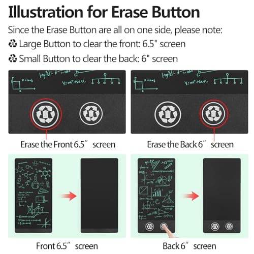 Czemo Double-écran Tablette D'écriture LCD pour Adultes 6,5 pouces + 6,0 pouces, Lignes D'écriture HD de 0,5 mm,Tableau Numérique pour Bureau, Mémo, Agenda