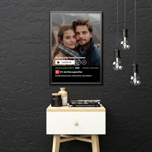 Affiche netflix format A4 ou A3 sans cadre personnalisable personnalisée couple amoureux famille papa maman soeur frere mamie papi carte cadeau original unique anniversaire mariage noel sain valentin