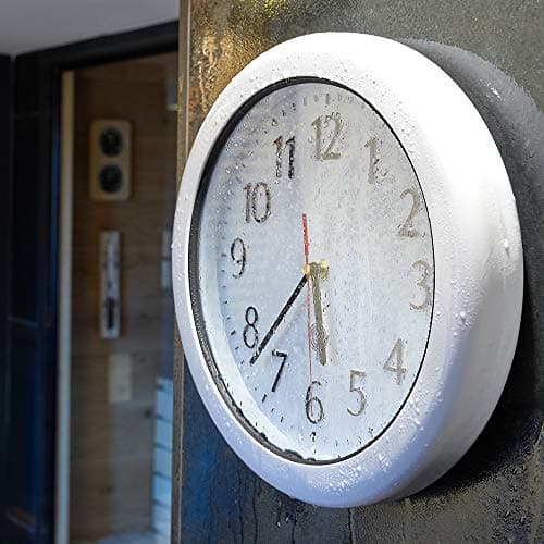 Monzana® Horloge Radio pilotée Murale Ø30 cm Blanche silencieuse à Quartz trotteuse précise Piscine Salle de Bain