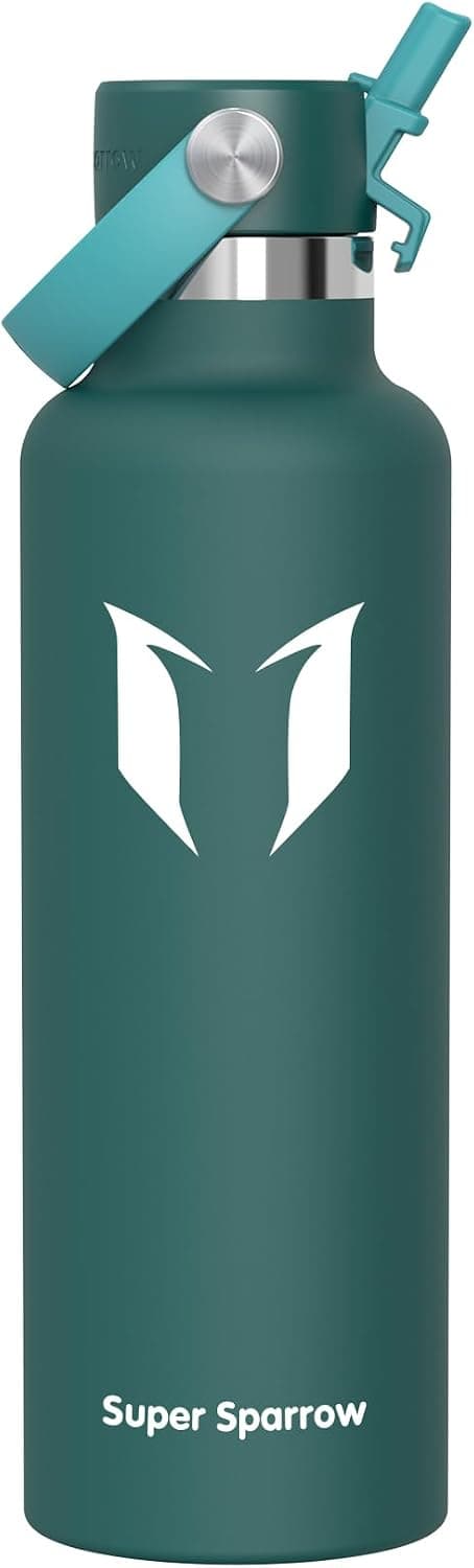 Sparrow Gourde Isotherme 500ml/750ml/1L/1.2L FlipFlow Bouteille Inox Paille