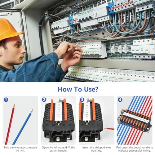 40 Pièces Kit de Bornier de Rail Din Electrique, Bornes à Vis pour Rail Din, Noir Bornier de Connecteur de Rail pour Projets de Bricolage CâBlage Rapide Enfichable