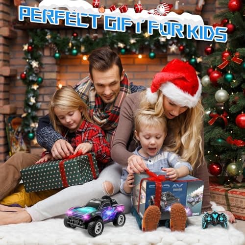 Voiture Telecommandé Enfant, Voiture TéléCommandée Tout Terrain avec Spray, Lumières et Effets Sonores, 2.4 Ghz Camion Telecommande à Grande Vitesse, Voiture Radiocommandée Cadeaux Jouets Garçons 6-12