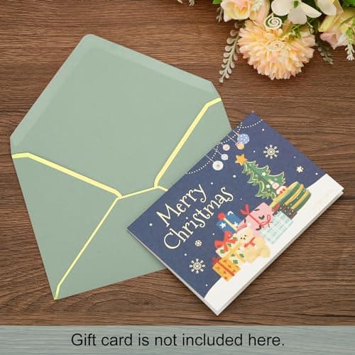 PATIKIL 100 Paquet A7 Enveloppes 5 x 7 Carte Noël Enveloppes V Rabat Enveloppe avec Or Bordures pour Bureau Mariage Cadeaux Cartes, Invitations, Photos, Graduation (Sage Vert)