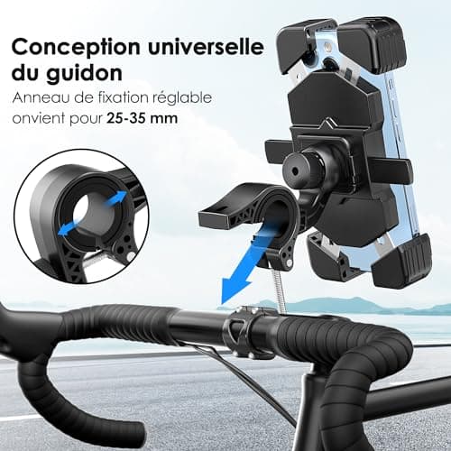 Support Telephone Moto Velo, Porte Telephone Velo, Support Téléphone Vélo à 360° Rotation, Estralia Support Telephone Trotinette Electrique, Scooter, VTT Compatible avec les Téléphone de 5.5'' à 7.0''