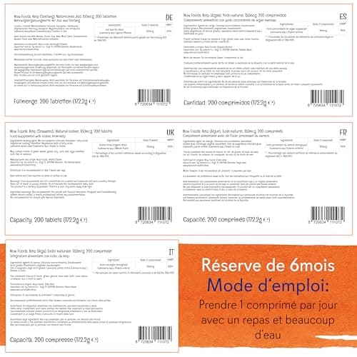 Now Foods, Kelp (Varech), 150 mcg, 200 Comprimés, Testé en Laboratoire, Iode Naturel, Sans Soja, Sans Gluten, Végétarien
