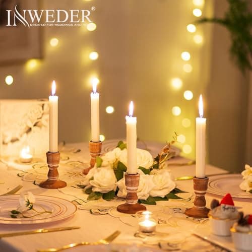 Inweder Bougeoir Bois pour Chandeliers Bugeoirs: 2 pcs Bougeoirs Rustiques Porte Bougie en Bois Bougeoir Mariage pour Centre de Table Mariage Evénement Noël ou Décoration de la Maison