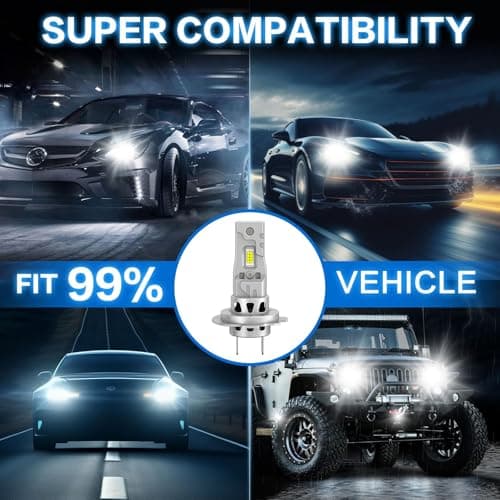 AUXIRACER h7 LED 30000LM, 120W 600% Lumière 6500K Blanc Anti Erreur Extrêmement Brillant Kit de Conversion h7 Phares, pour Rechange pour Lampes Halogènes et Xenons Auto (2 Set)