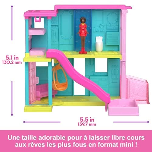 Barbie Coffrets Maison de Poupée Mini-BarbieLand, comprenant la Maison de Rêve de Barbie en petit format, une poupée Barbie surprise de 3,8 cm, du mobilier, des accessoires, 4 ans +, HYF46