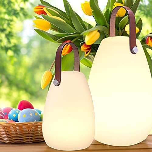 MALUX Lampe de table LED extérieur 2 pièces avec Télécommande Blanc chaud 8 couleurs Intensité variable Lampe de Table sans fil étanche IP44 Décoration idéale pour votre maison et jardin (Cuir)