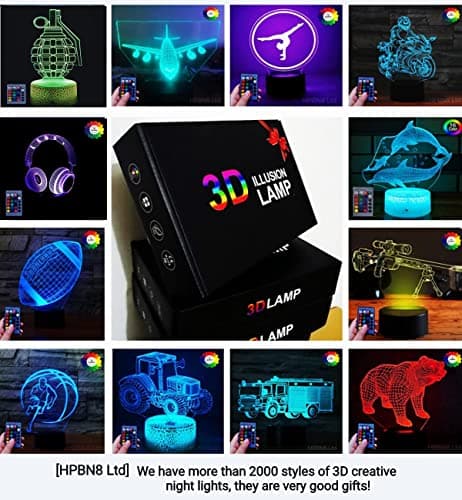 HPBN8 Ltd Illusion 3D Tortue LED Lampe Lumières LED Décoration Lampes Télécommande 7/16 Couleurs Change Veilleuse Alimenté par USB Enfants Cadeau Anniversaire Noël Cadeaux