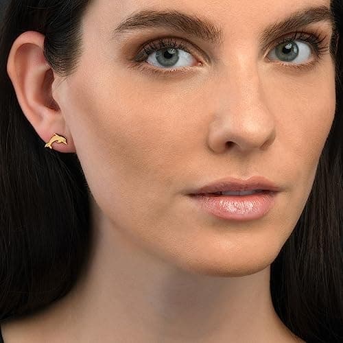 Namana Boucles d'Oreilles Or en Dauphins en Argent 925 Plaque Or, Boucles d'Oreilles Dauphin pour Femme, Enfant et Jeune Fille en Motif de Dauphin, Bijoux Or pour Femme avec Ecrin Cadeau