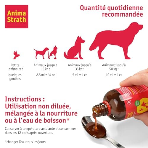 Anima-Strath Liquide pour chiens et chats - 61 micronutriments, vitamines, minéraux, acides aminés et qualités prébiotiques | Soutient l'immunité et la digestion | Complément Alimentaire Multivitaminé