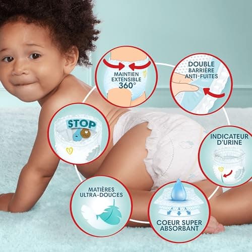 Pampers Premium Protection Pants Taille 5, 88 Couches, 12-17kg, Avec Maintien 360° et Matières Ultra-Douces Pour Notre Meilleur Confort Et Protection + 10 Lingettes Harmonie Aqua Gratuites