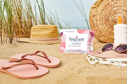 Fess Nett - Papier Toilette Humide Fleur de Coton x50 - Formule testée dermatologiquement 0% parabène 0% phenoxyethanol - Pour Peaux Normales à Sensibles