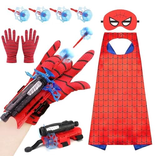 ODIWEN Gant de Lanceur Spiderman,Capes de Super Héros pour Enfants Jouets,Lanceur Gants Spider Gant de Poignet Lanceur de héros Jouets de Poignet Lanceur D'araignée Cosplay en Plastique pour Enfants