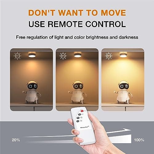 lampe LED Rechargeable USB avec Télécommandes,[Lot de 3]Veilleuse Cuisine Sans Fil Escalier,5 Niveaux de Luminosité, Magnétique,LED Sans Fil pour Cuisine,Couloir,Escalier,Placard,Lumière Chaude