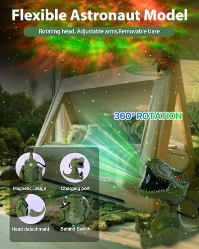 Macchiatto Projecteur Ciel Etoile Dinosaure, Projecteur Galaxie Plafond avec Multiples Nébuleuse, Angle Réglable, Minuterie, Télécommande, Veilleuse Etoile Projection pour Enfants Adultes