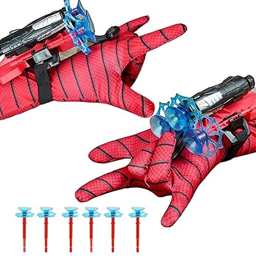Lot de 2 Gant de Lanceur Spider-Man Lanceur Gants de Lancement jouets de poignet lanceur de héros Gants de Lanceur Spiderman Wrist Toys Set Spider Gant de Cosplay en Plastique pour Enfants(bleu)