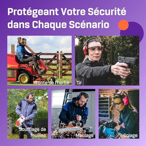 Vanderfields Casque Anti Bruit Adulte, Homme et Femme avec 26dB SNR - Réglable Pliable et Confortable Casque Protection Auditive pour Chantier, Bruit de l'aéroport, Feux d’Artifice, Travail