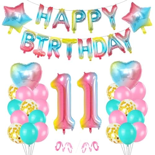 Ballon 11ème Anniversaire Rose, Décoration anniversaire fille 11 ans, Ballon 11ème Anniversaire, Décoration 11ème Anniversaire fille, Ballon 11 Joyeux Anniversaire, Ballon 11 Décoration anniversaire