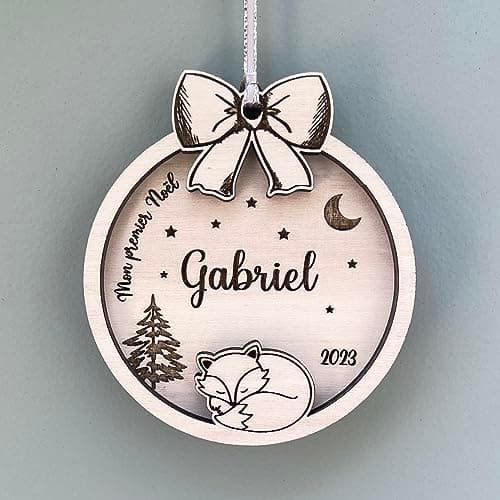 Boule mon premier noël personnalisée en bois, cadeau de noël ou de naissance, souvenir du premier noël de bébé.