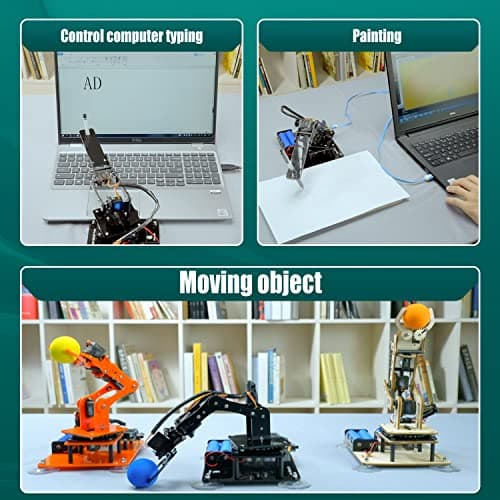 Adeept Kit de Bras robotique 5-DOF Compatible avec Arduino IDE | Kit de Robot à Monter soi-même | Kit de Bras de Robot Vapeur avec écran OLED | Code de Traitement et tutoriel PDF