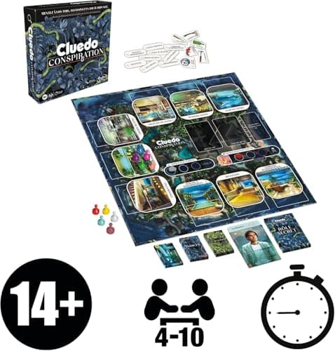 Hasbro Gaming Cluedo Conspiration, Jeu de Mystère, Jeux de Société pour Ados et Adultes, 4 à 10 Joueurs, Jeu d'Enquête et d'Énigme Multijoueur avec Rôles Secrets, Cadeau de Noël