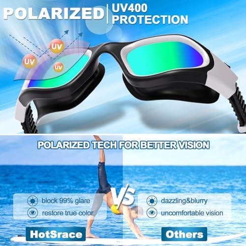 HotSrace Polarisées Lunettes de Natation, Non polarisée claire Lunettes de Plongée Anti buée Anti UV Vision Nette pour Homme Femme Unisex Adultes Adolescents