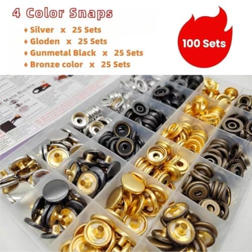 SUNAROC 15 mm Boutons Pressions Metalliques, Boutons Pression Marine Avec Outils Pince En Pour Cuir, Bricolage, Tissu, Vêtements, Sacs,100 Sets 4 Coloris