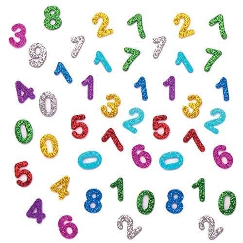 Baker Ross Glitter Foam Self-Adhesive Numbers (Pack of 800) - Arts and Crafts for Kids