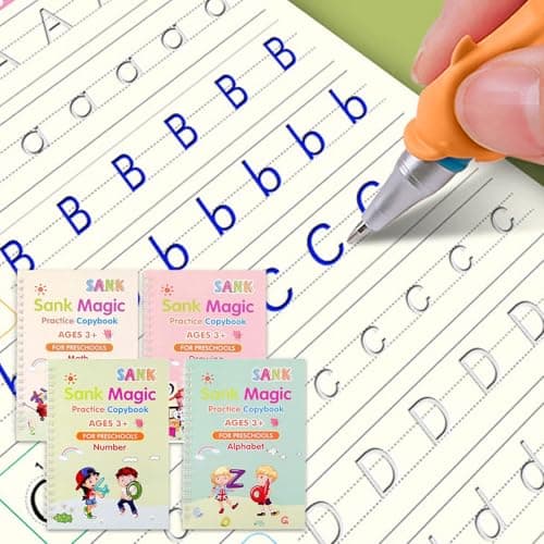 Sunshine smile Livre Manuscrit Reutilisable,Calligraphie Magique Enfant,Calligraphie Magique,Manuscrite Livre De Calligraphie,Cahier De Pratique anglais magie,Calligraphie Magique Réutilisable (4-A)