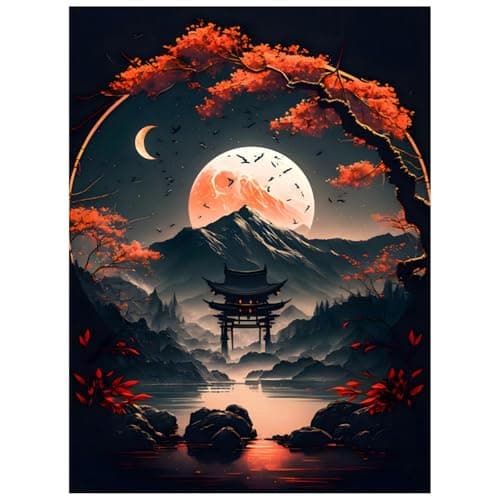 Xobers art Diamond Painting Adulte Paysage, Diamant Painting Lune, Peinture Diamant Adulte, Diamond Painting pour Décoration Maison et Cadeau 30x40cm
