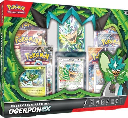 JCC Pokémon : Collection Premium Ogerpon-ex (3 Cartes Brillantes et 6 boosters)
