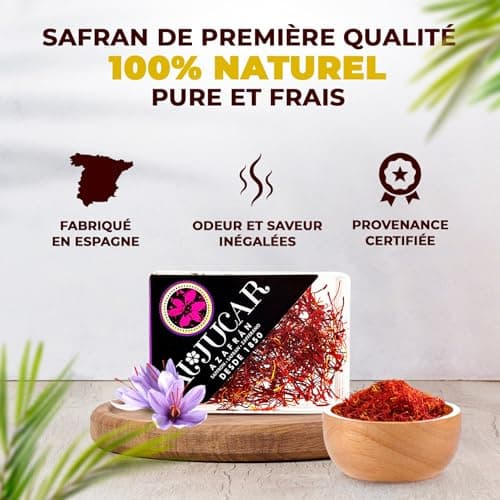 Safran en Filaments, Safran Premium 100% Naturel, Safran en Filaments pour Paella Élaboré de Manière Traditionnelle, Épice pour Cuisiner, Filaments de Safran de Qualité Supérieure (5 gr)