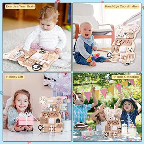 Ovshnrr Planche Activité Montessori, Busy Board Montessori Jeux pour Apprendre la Motricité Fine Tableau Montessori pour Enfant 1 2 3 Ans