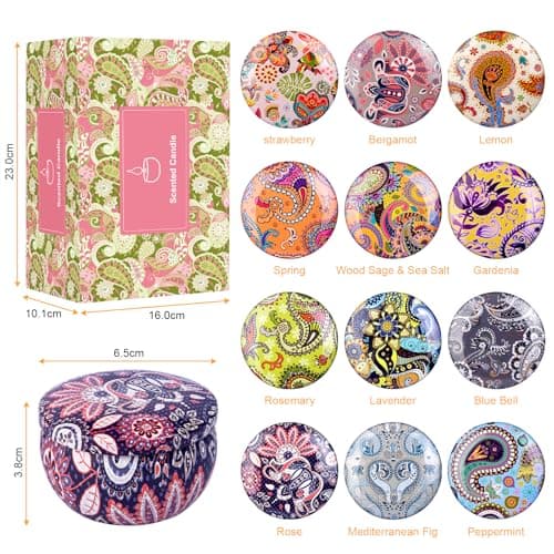 SUPERSUN Coffret cadeau de 12 bougies parfumées pour femme - Magnifique ensemble de bougies parfumées en cire de soja avec un parfum agréable pour l'aromathérapie, Noël et les mariages - Citron