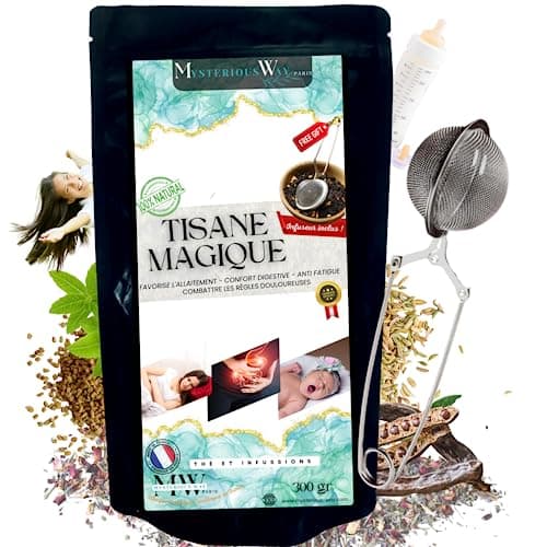 Tisane Magique 300g + boule infuseur cadeau | infusion allaitement bébé | Digestion difficile | règles douloureuses | lactation colique graine fenugrec fenouil carvi Verveine caroube vrac future maman