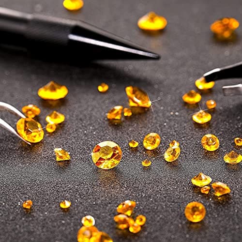FENGCHUANG 4000 Pièces de Strass Etincelants en 3 Tailles, Idéal Pour Les Décorations de Table de Mariage, Les Décorations de Fête D'anniversaire, Les Remplisseurs de Vase, L'artisanat (Jaune)
